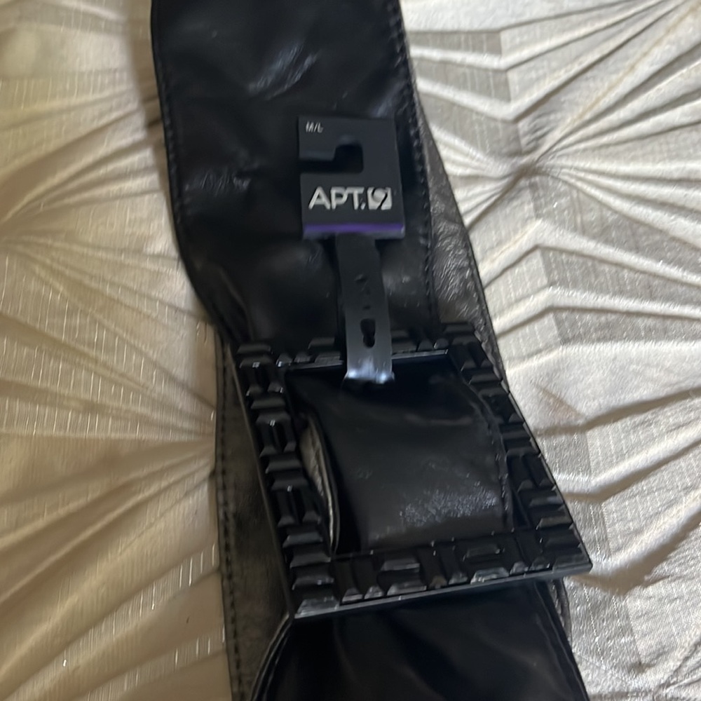 NWT Apt. 9 Black leather belt with beaded buckle. 40 inches long.